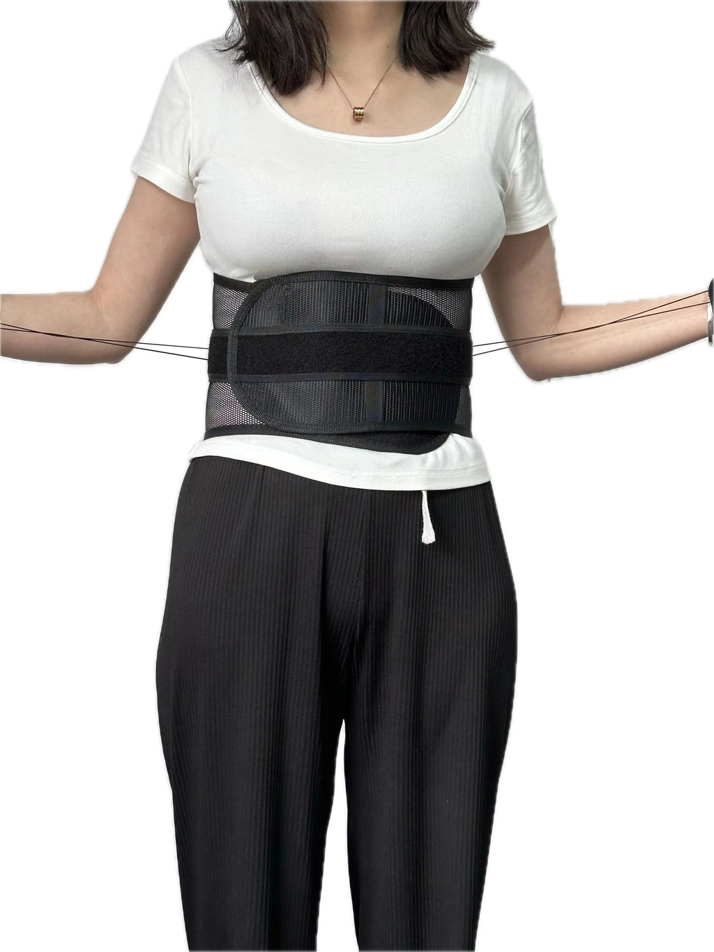 Faja lumbar ajustable con cordones de compresión