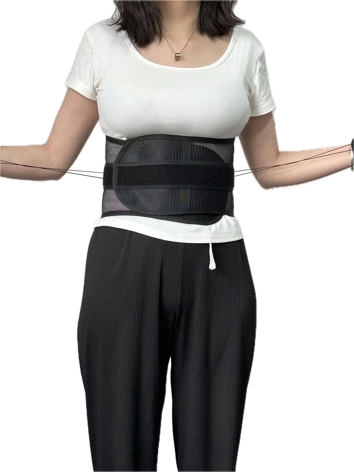 Faja lumbar ajustable con cordones de compresión