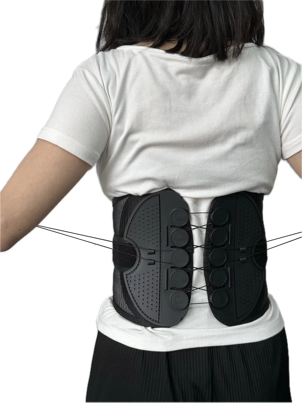 Faja lumbar ajustable con cordones de compresión