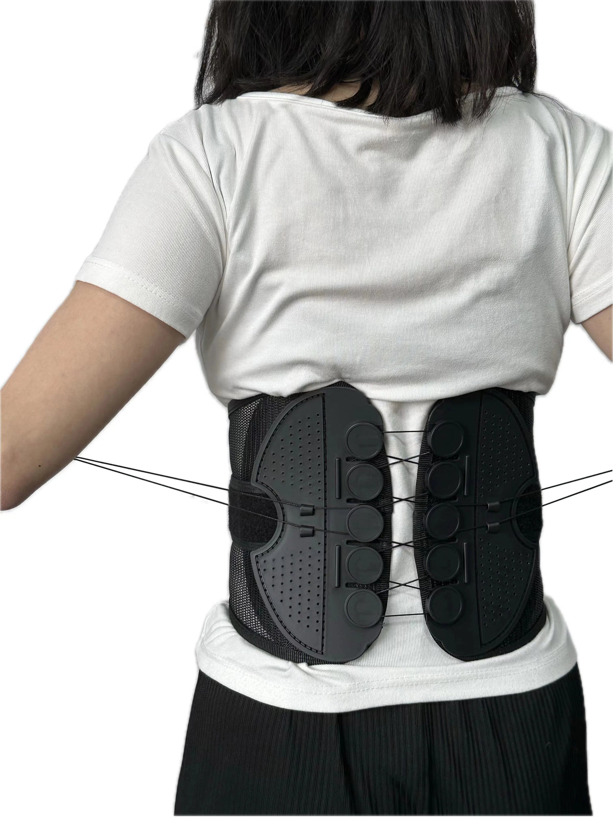 Faja lumbar ajustable con cordones de compresión